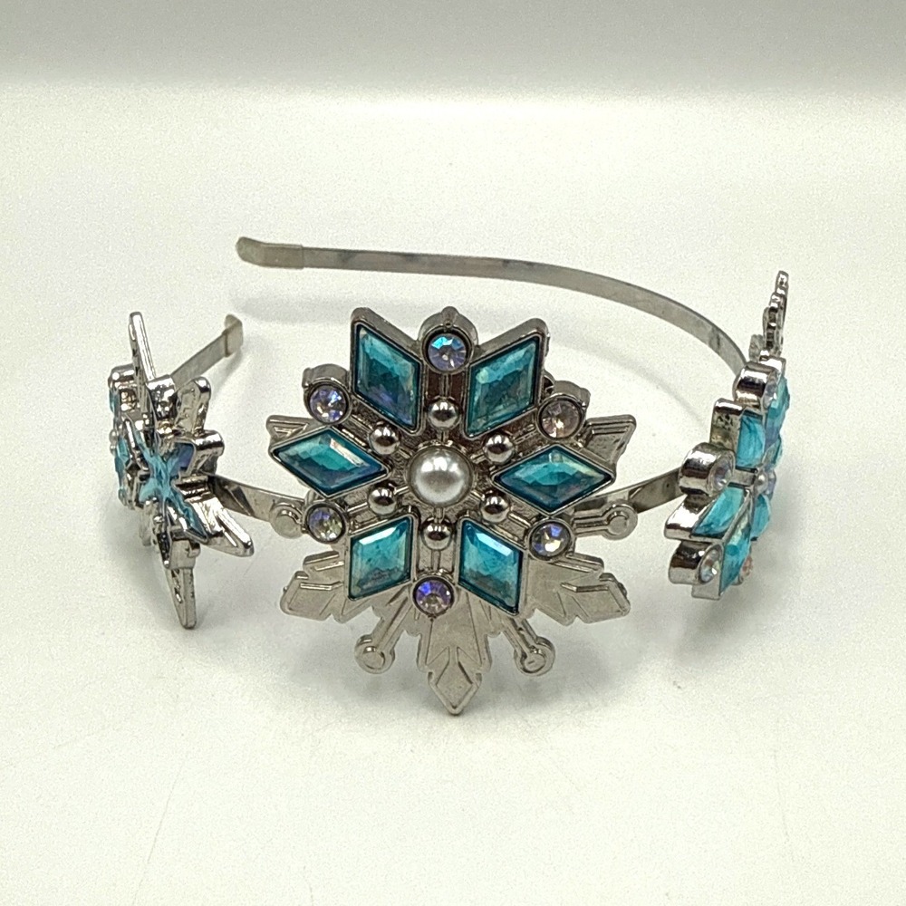 Disney Frozen Elsa Snowflake Tiara Headband Silver Tone Blue Gems‎ Euro Disney